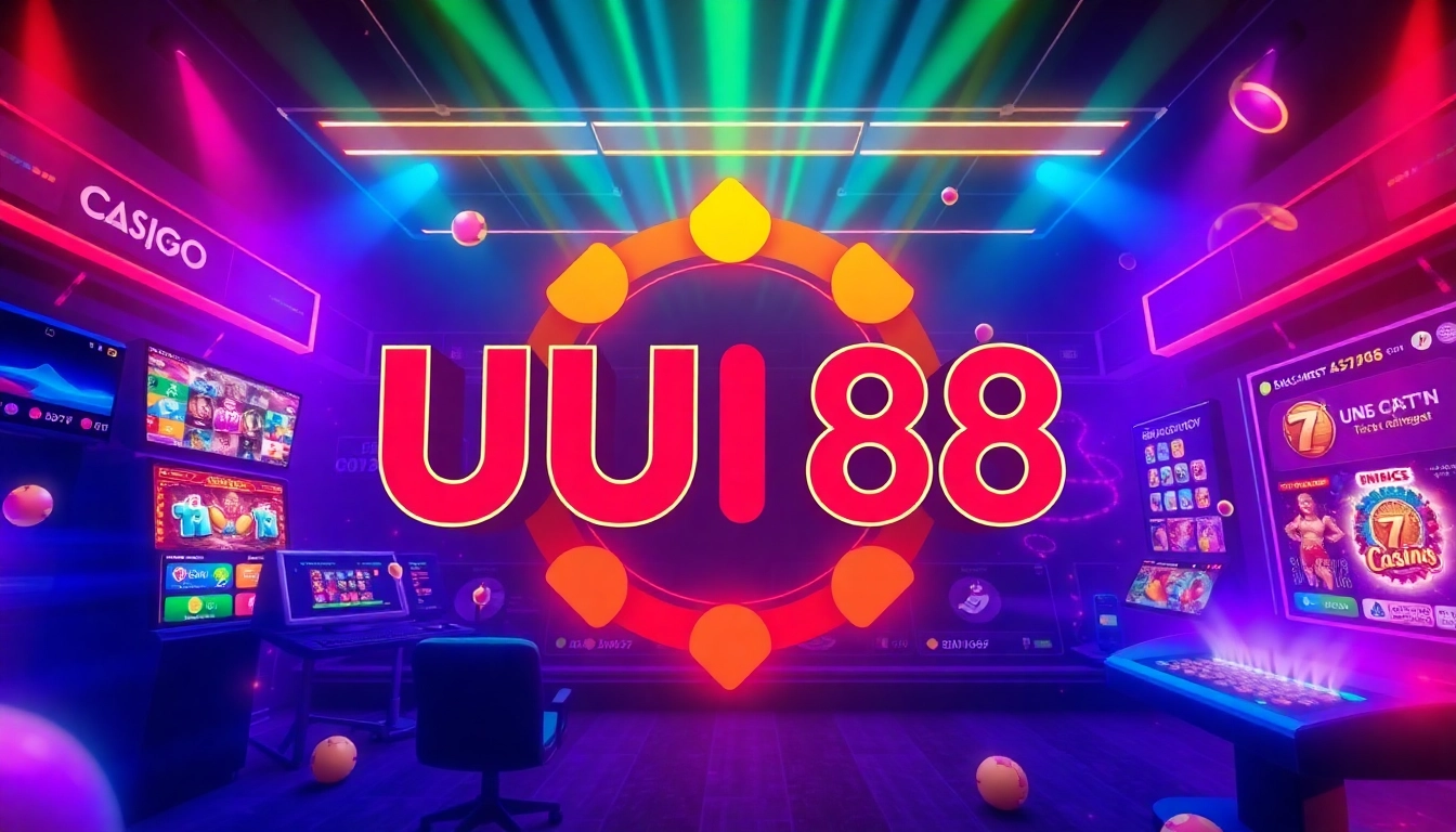 Engaging UU88 casino platform interface showcasing features and colorful branding for an immersive online gaming experience.