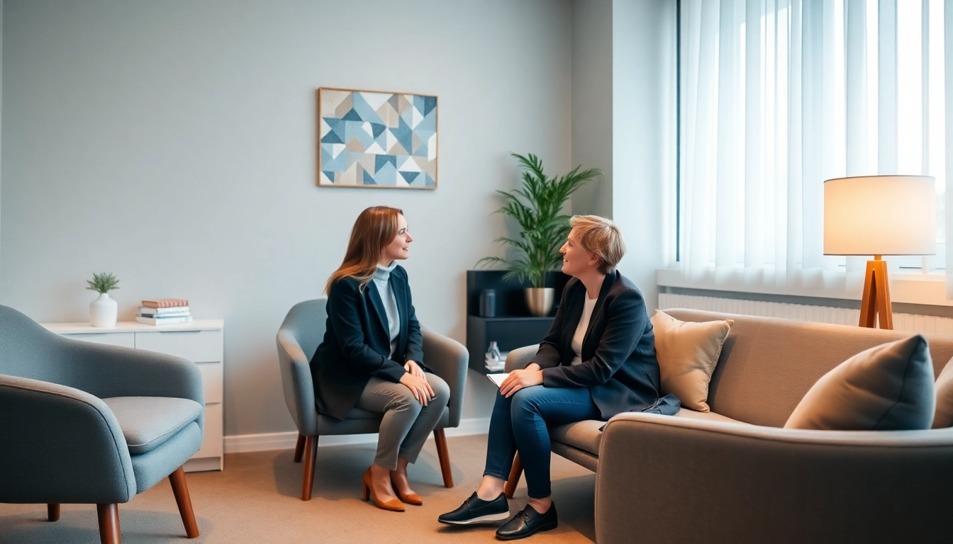 Experienced psycholog Lublin providing caring therapy session in a welcoming office environment.