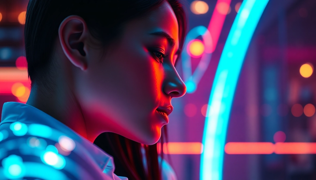 AI girlfriend interaction featuring a realistic virtual partner engaging in a personalized chat on a sleek screen, highlighting emotional connection and customization.