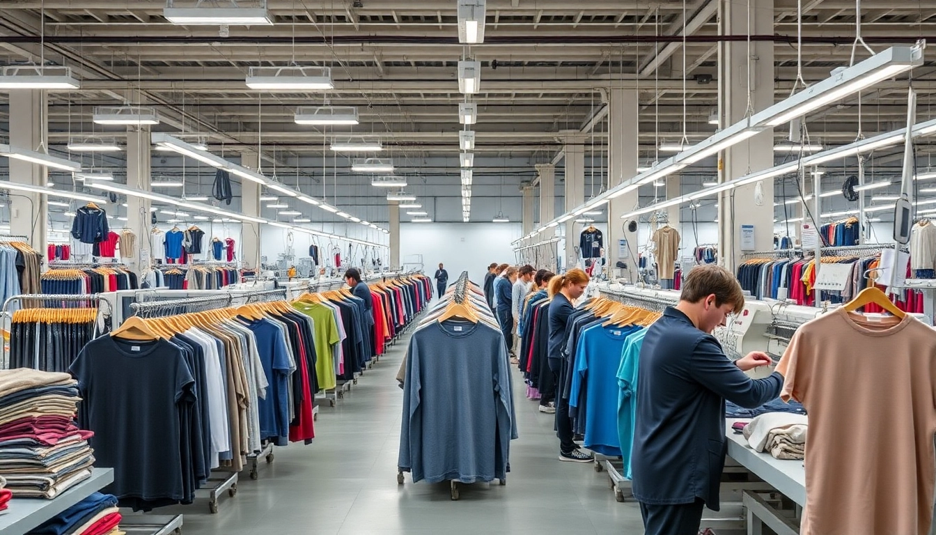 Clothing Manufacturers designing and producing apparel in a professional manufacturing facility for quality and efficiency.