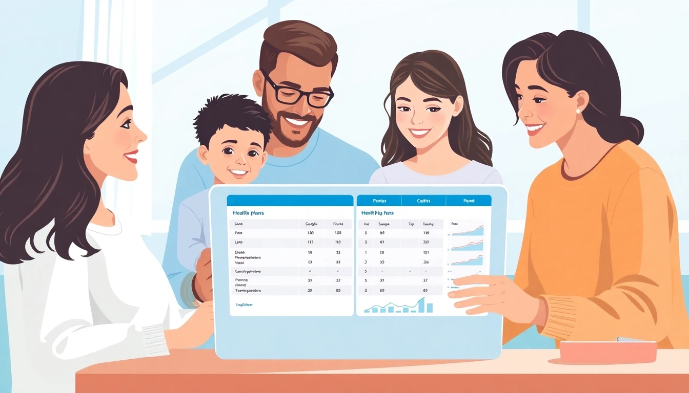 Compare health insurance options with side-by-side plans and family-friendly visuals.