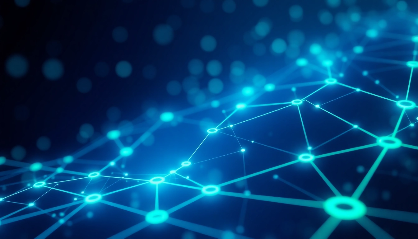 Dynamic cryptocurrency news visual illustrating blockchain connectivity with secure, futuristic graphics for tech-savvy readers.