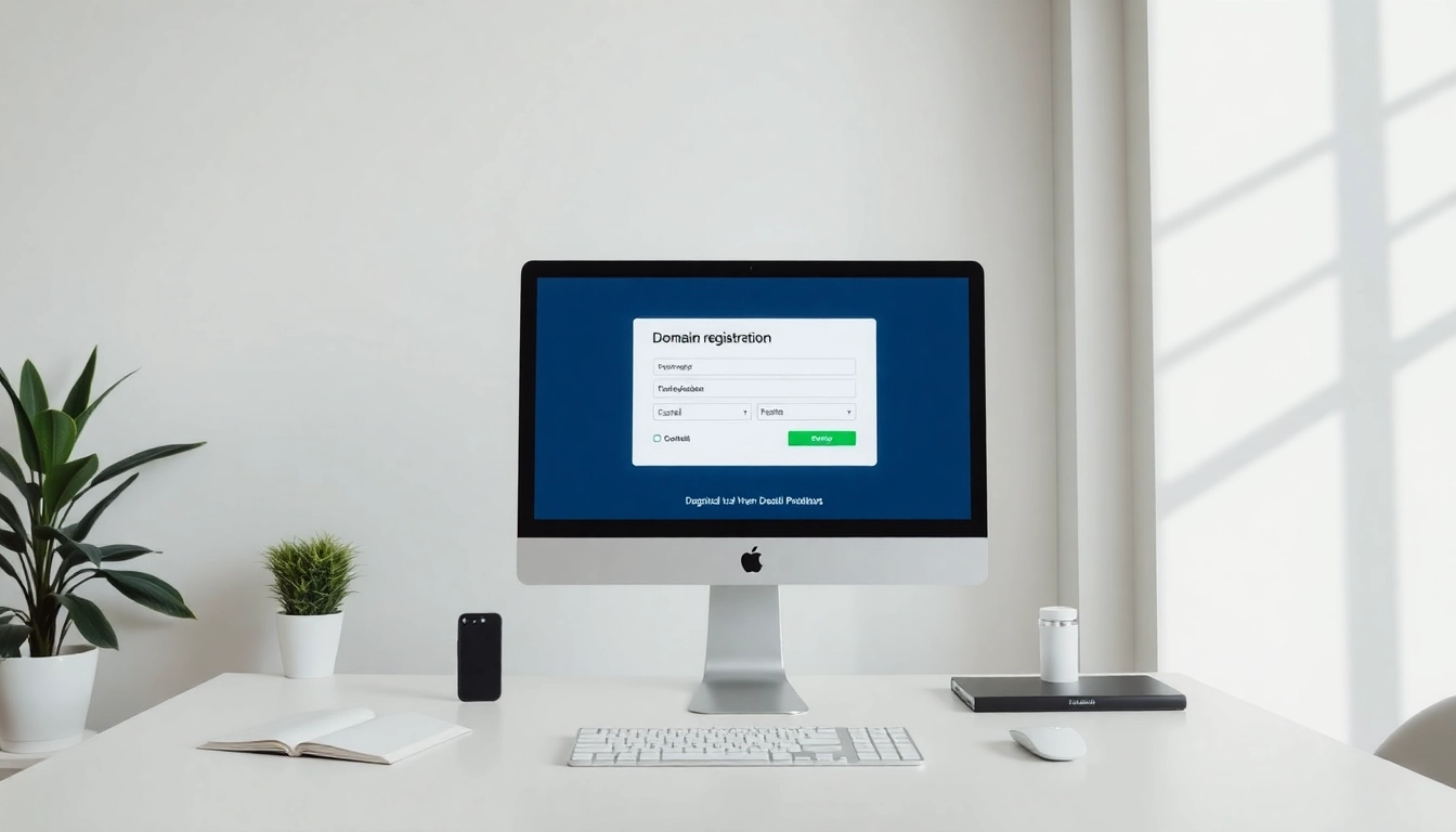 Professional web developer registering domains on a sleek computer for domain registration services