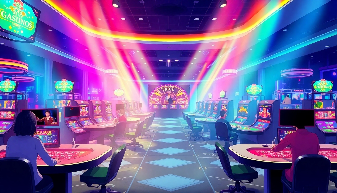 Dynamic scene of canli casino siteleri with live dealers, colorful lights, and engaging gaming