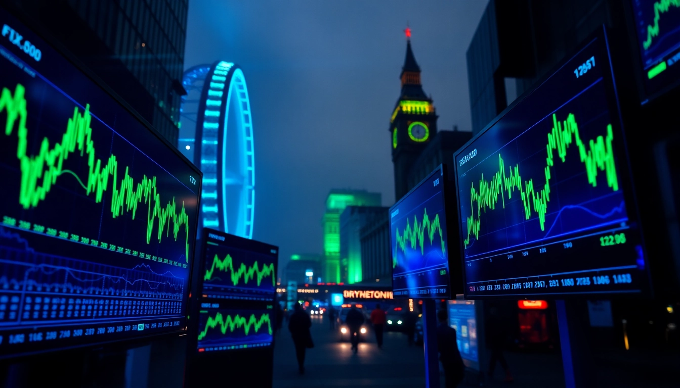 Cryptocurrency News UK Digital financial graphs and UK landmarks showcasing recent crypto