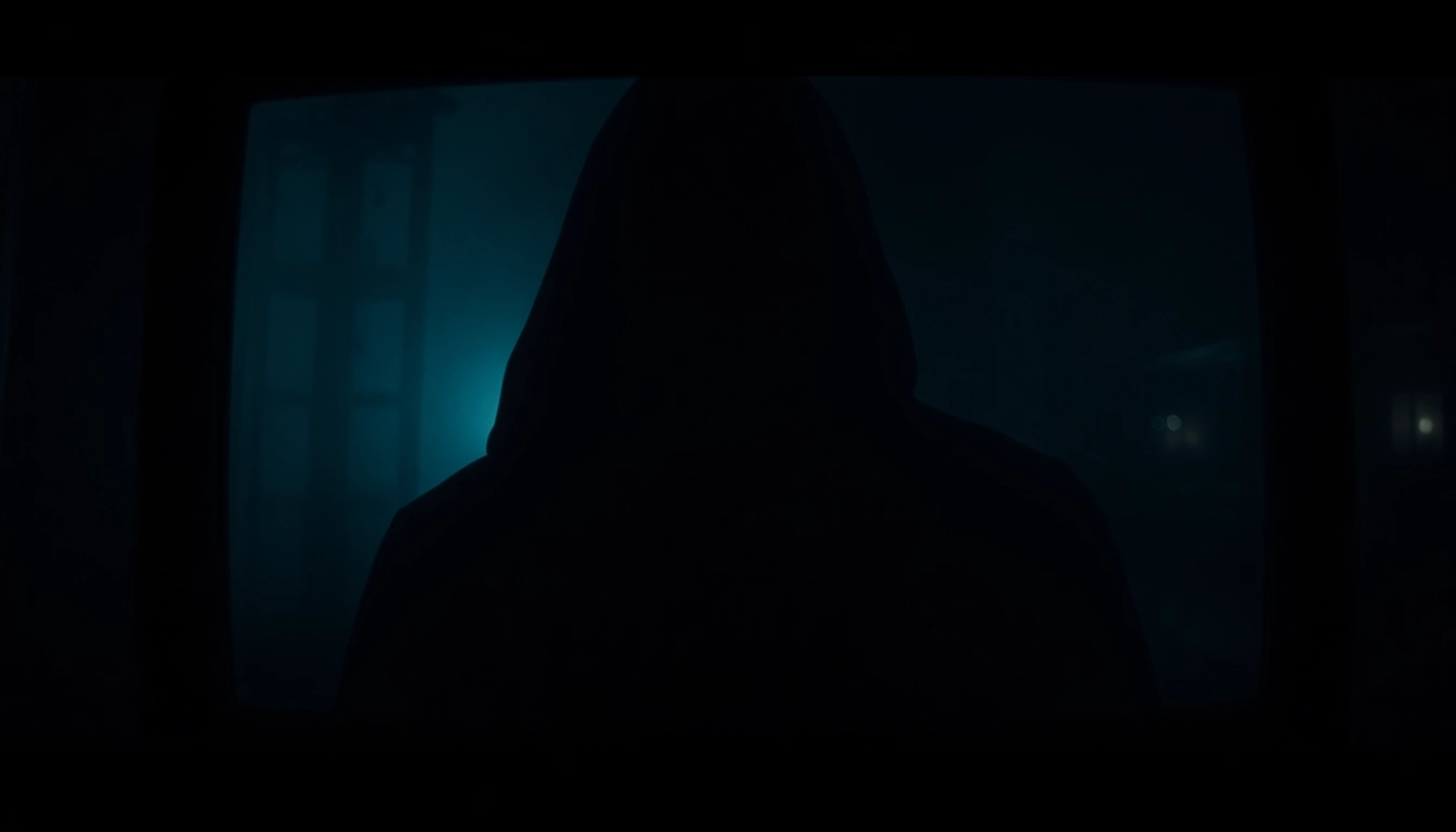 Engaging horror video scene with a mysterious figure in a dark setting to captivate viewers seeking scary content.