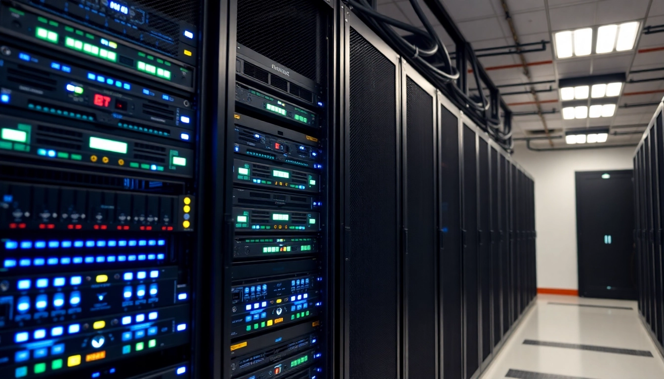 High-quality image showcasing modern server refurbished equipment in a professional data center