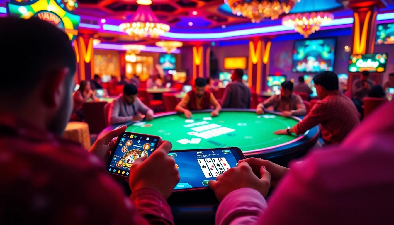 Pak rummy game in action showing players on smartphones with colorful cards and lively casino